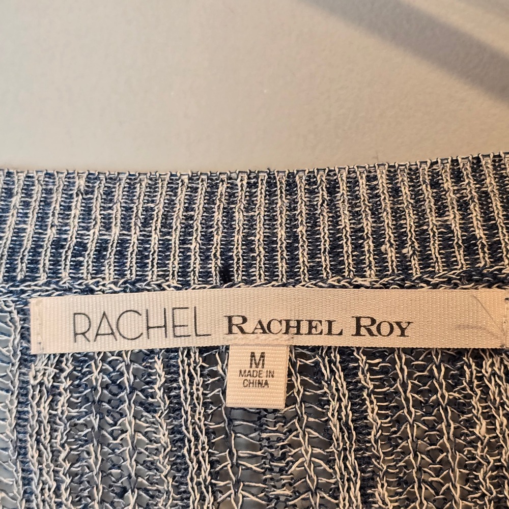 Rachel Roy Sweater Linen Cardigan Womens Medium Blue - Picture 3 of 6